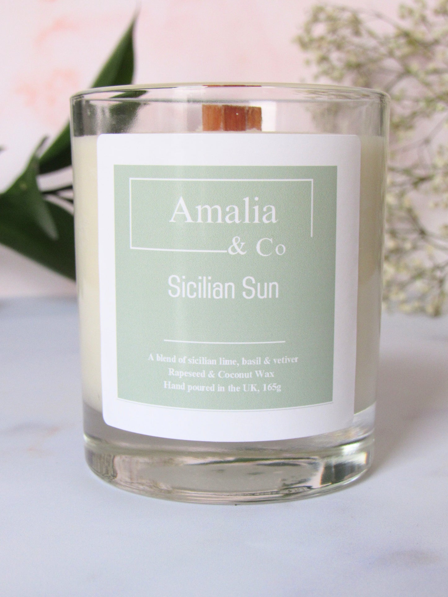 Handmade eco-friendly wood wick candle – Sicilian Sun scent