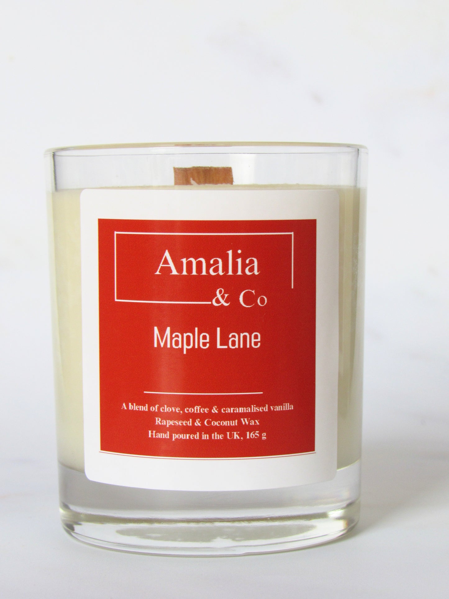 Maple Lane - Handmade Caramel & Cocoa Scented Candle | Eco-Friendly Wood Wick