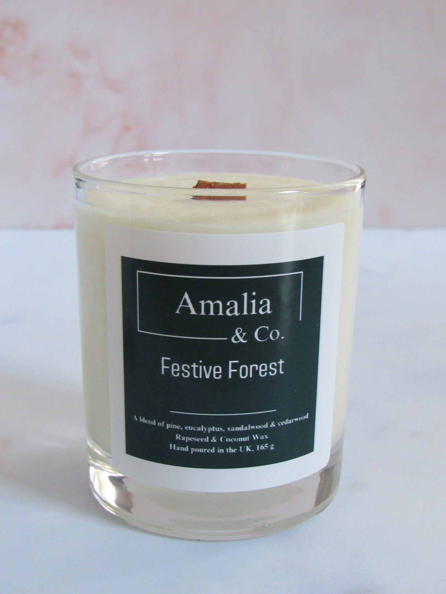 Festive Forest - Pine & Eucalyptus Scented Candle | Eco-Friendly Wood Wick
