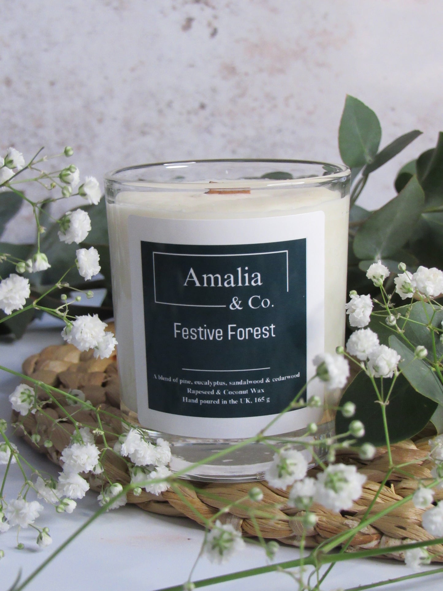Festive Forest - Pine & Eucalyptus Scented Candle | Eco-Friendly Wood Wick