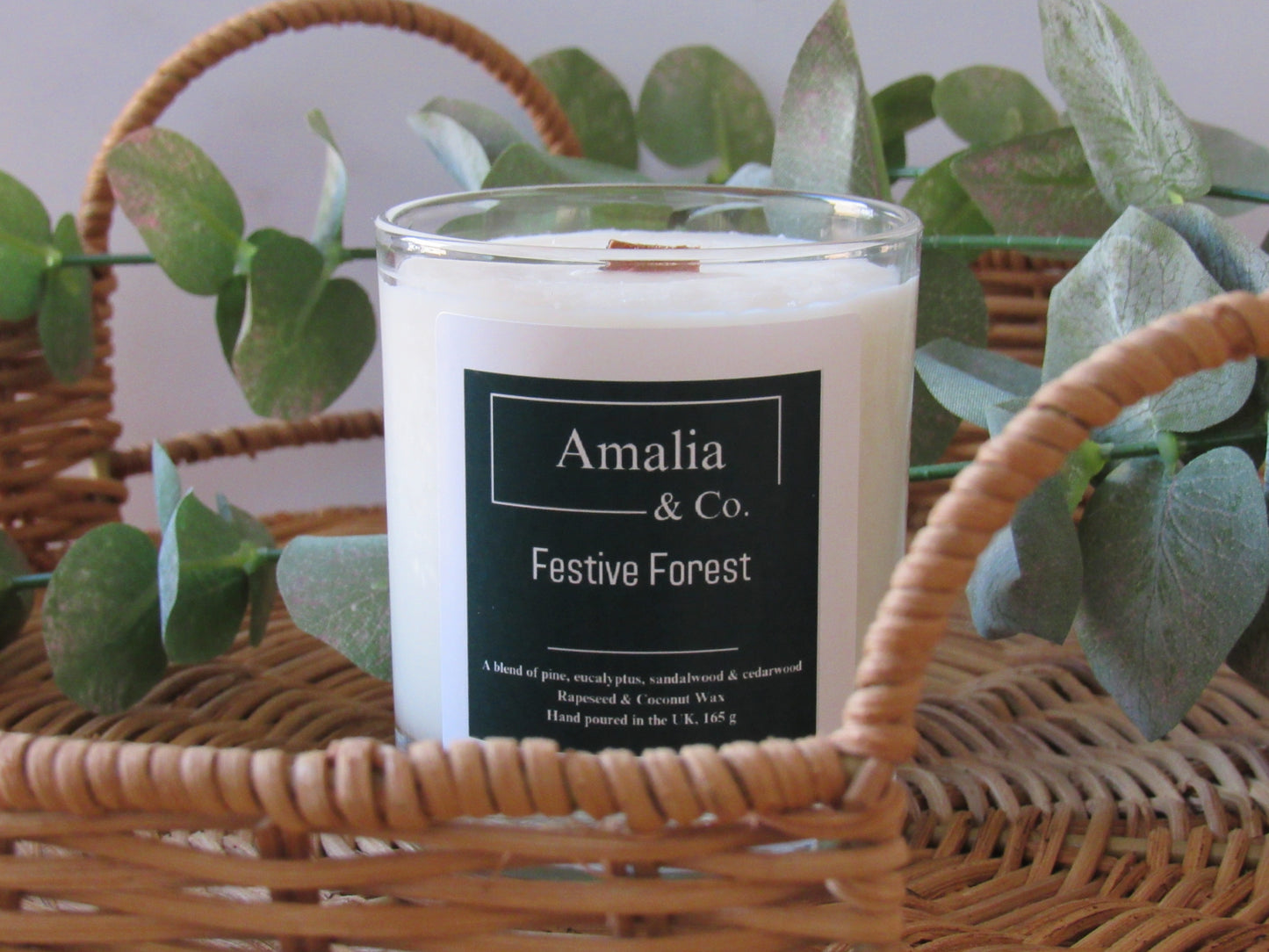 Festive Forest - Pine & Eucalyptus Scented Candle | Eco-Friendly Wood Wick