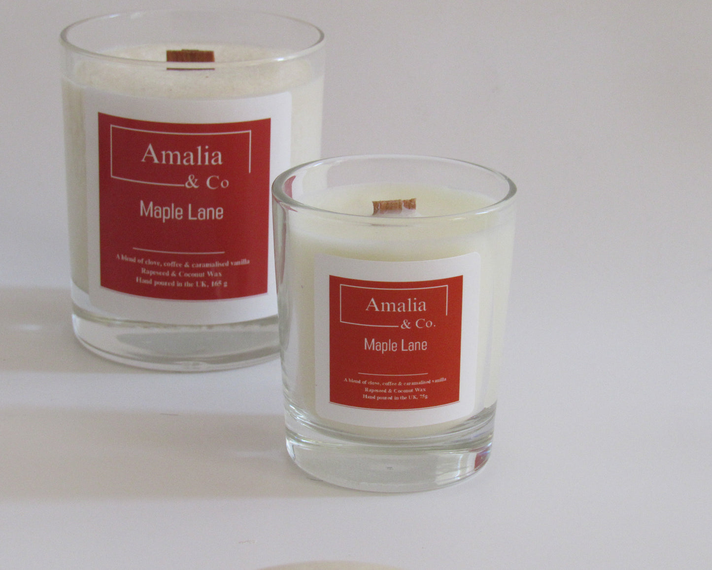 Maple Lane - Handmade Caramel & Cocoa Scented Candle | Eco-Friendly Wood Wick