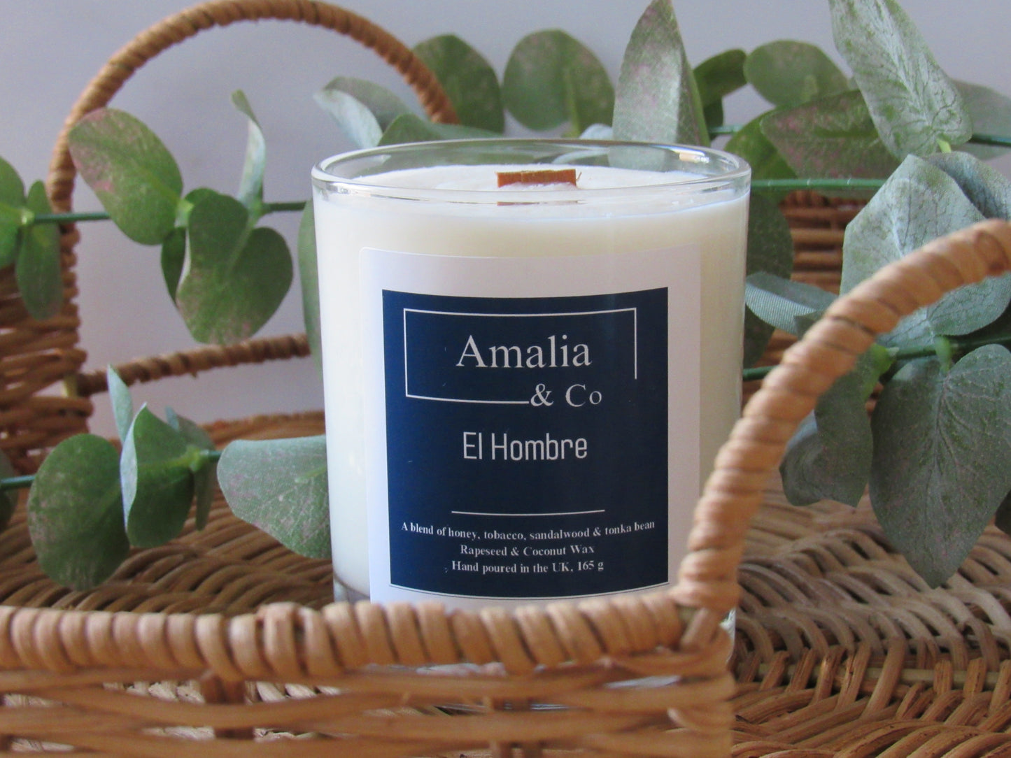 El Hombre - Sophisticated Tobacco & Honey Scented Candle | Eco-Friendly Wood Wick